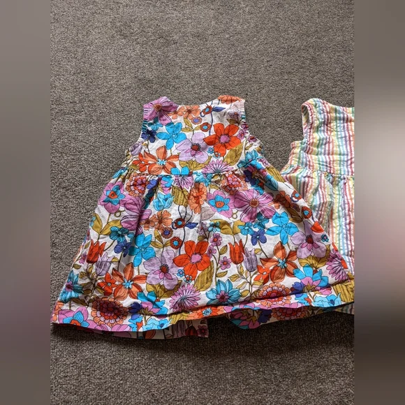 2 Next summer cotton dresses baby girl 6-9 months floral stripes - Picture 10 of 10